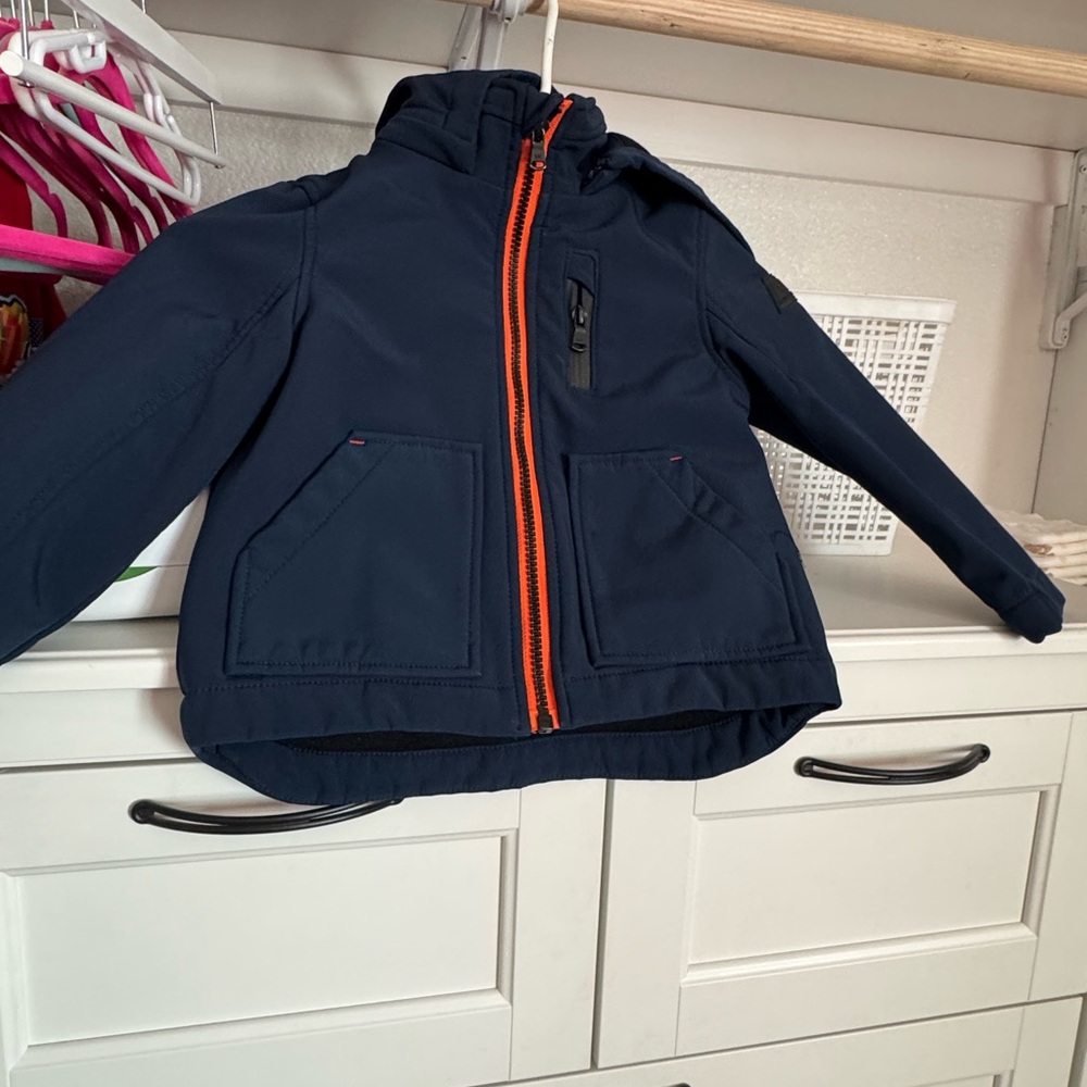 Michael Kors Kids Navy Raincoat with Orange Accents